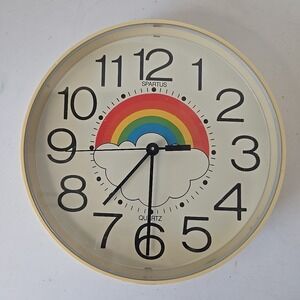 Vintage 90s Spartus Rainbow Wall Clock Rare Works